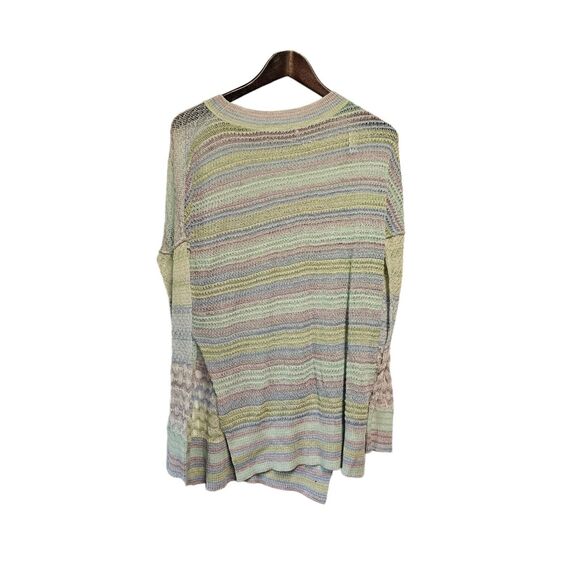 FREE PEOPLE Sweater Crochet Lightweight Pastel Oversized XS Split Side - Picture 5 of 6